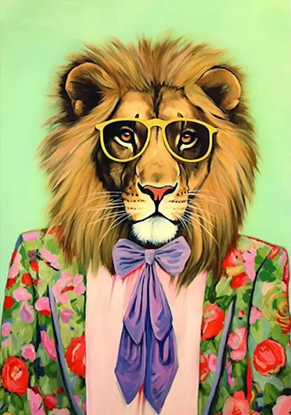 Abstract Animal Wall Art Poster – Funny Dressed Animal Print for Club & Home Decor