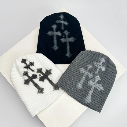 Gothic Knit Beanie – Y2K Dark Aesthetic Winter Hat