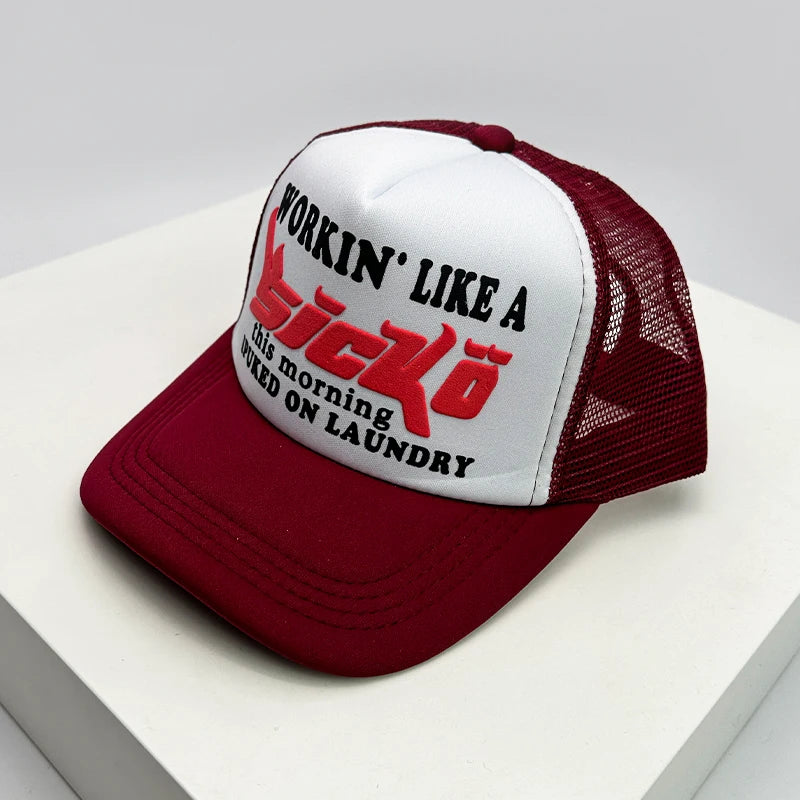 Graphic Print Mesh Trucker Hat Breathable Baseball Cap
