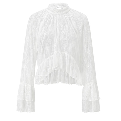 Women's Floral Lace Sheer Poncho Top – Off Shoulder Chiffon Cape