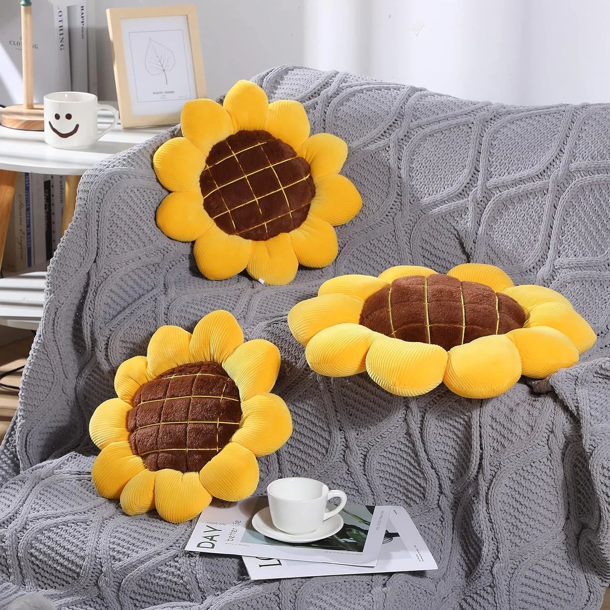 Sunflower Flower Shaped Plush Throw Pillow