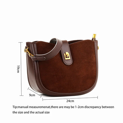 Women's Suede Leather Shoulder Bag – Luxury Mini Satchel Handbag