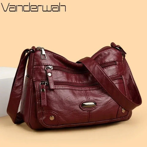 Leather Versatile Double Layer Retro High Quality Luxury Crossbody Bags