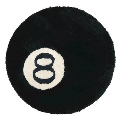 8-Ball Round Rug – Non-Slip Billiards Pool Ball Carpet for Bedroom & Bathroom