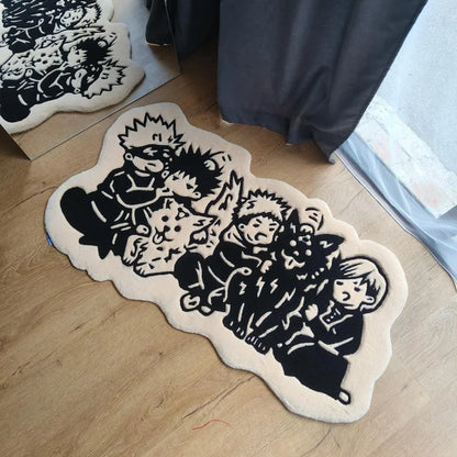 My Hero Academia Anime Rug – Black & White Tufted Mat for Bedroom & Gaming Room