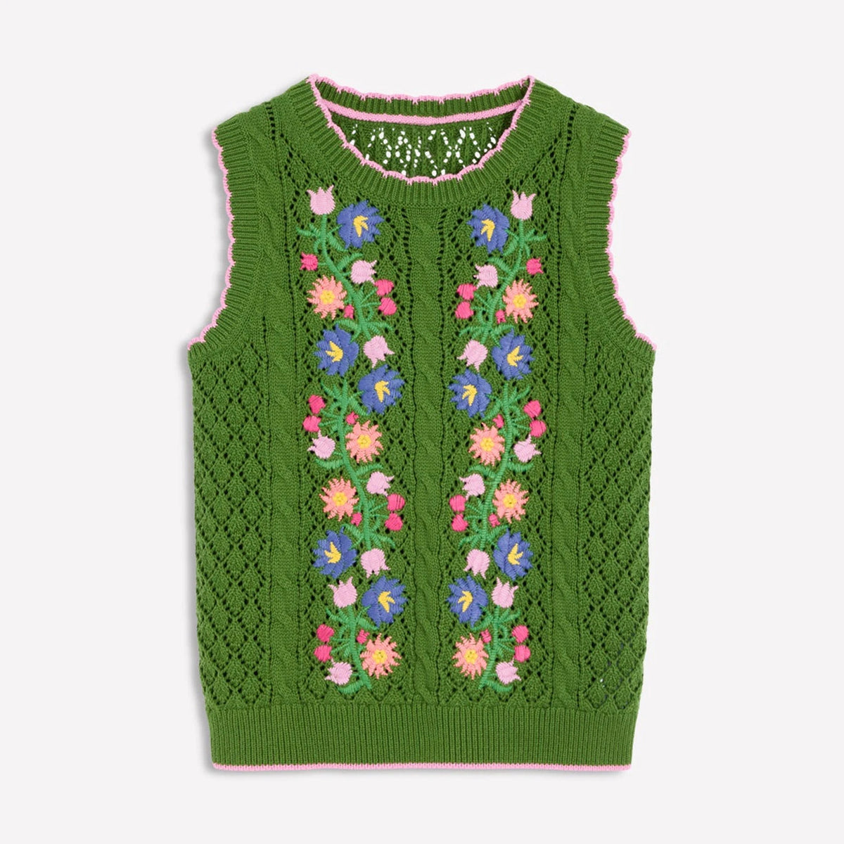 Floral Embroidered Knit Sweater Vest for Women – Crochet Tank