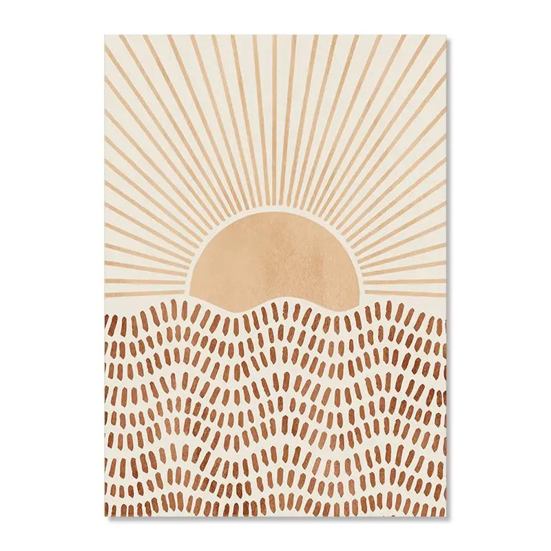 Boho Abstract Geometric Canvas Wall Art Print – Terracotta Beige Decor