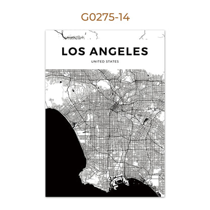World City Map Wall Art Print – Black & White City Poster