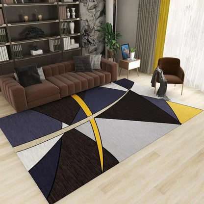 Modern Geometric Area Rug – Black & Grey Living Room Carpet