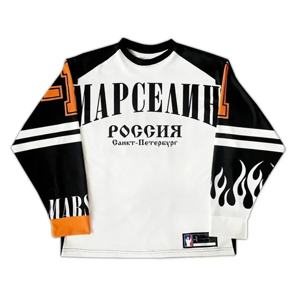 Oversized Goth Long Sleeve Baseball Jersey Shirt – Y2K Streetwear