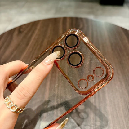 Glitter Transparent iPhone Case with Electroplated Frame – iPhone 11–17 Series