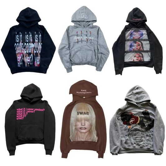 Y2K Graphic Print Oversized Hoodie – Women's Goth Grunge Streetwear Sweatshirt