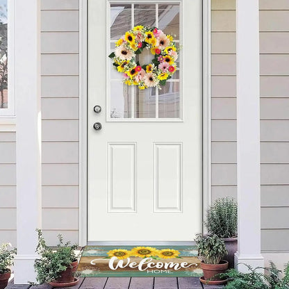 Vikama Summer Doormat Sunflower Front Door Welcome Mat Vintage Rustic Yard Non Slip Seasonal Home