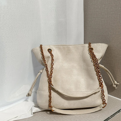 Faux Suede Tote Bag – Women's Chain Shoulder Handbag