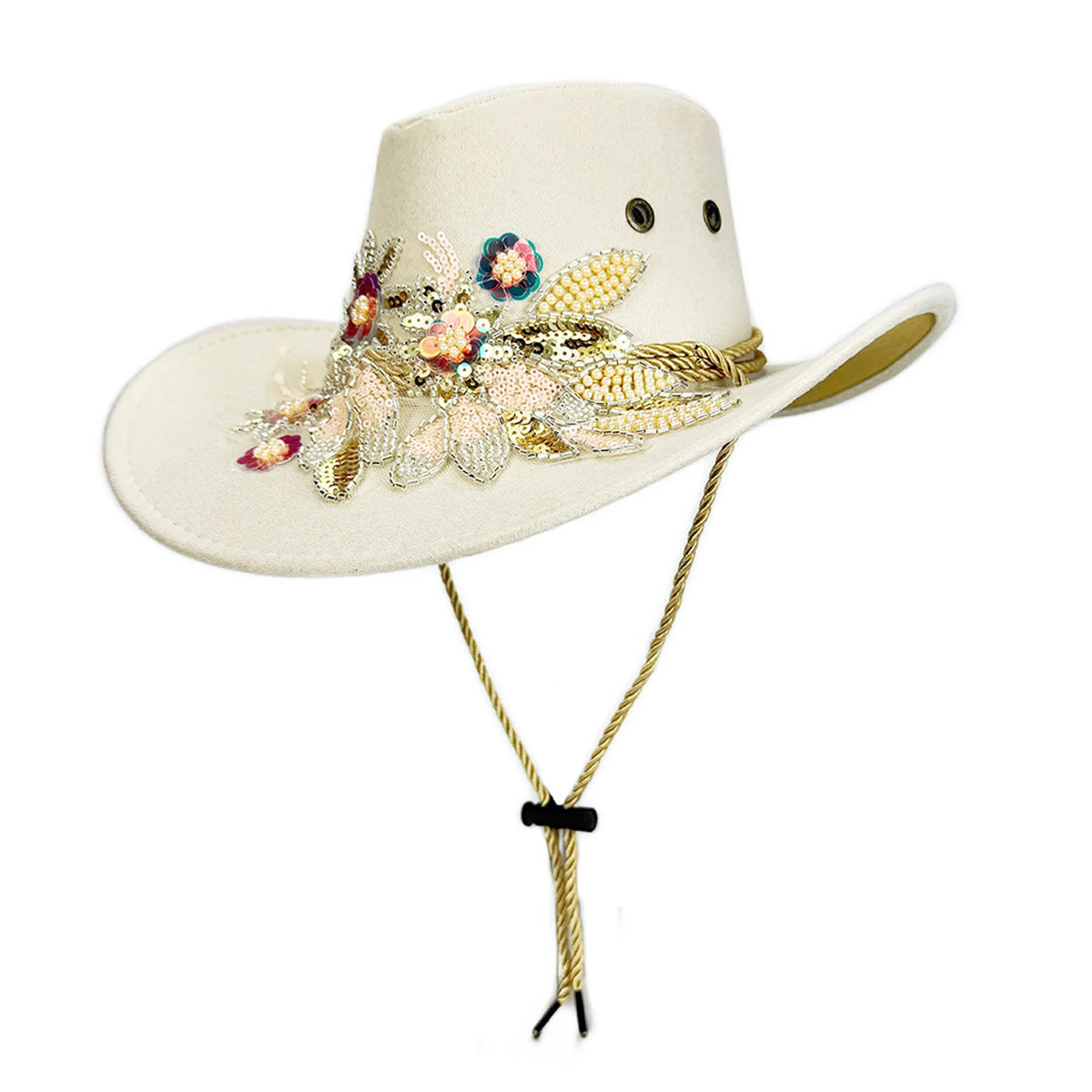 Floral Embroidery Cowgirl Hat – Women's Wide Brim Western