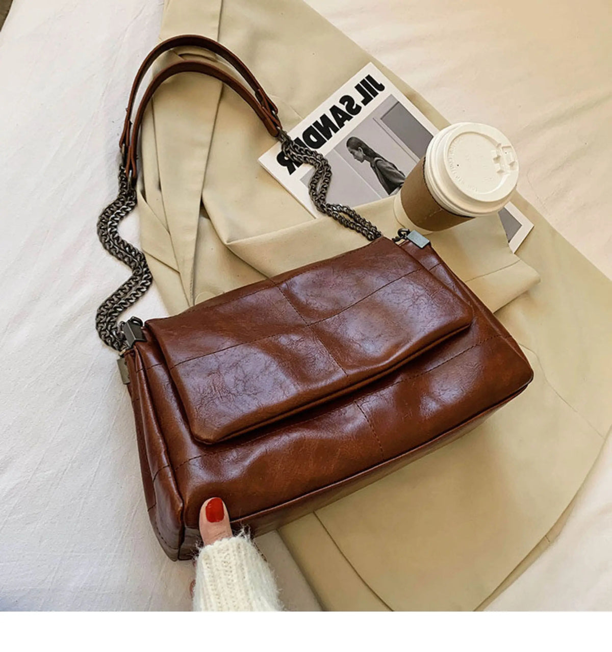 Quilted Chain Crossbody Bag for Women – Soft Flap Shoulder Bag