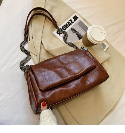 Quilted Chain Crossbody Bag for Women – Soft Flap Shoulder Bag