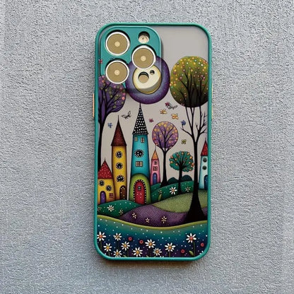 Whimsical Village iPhone Case – Fairy-Tale Art Design
