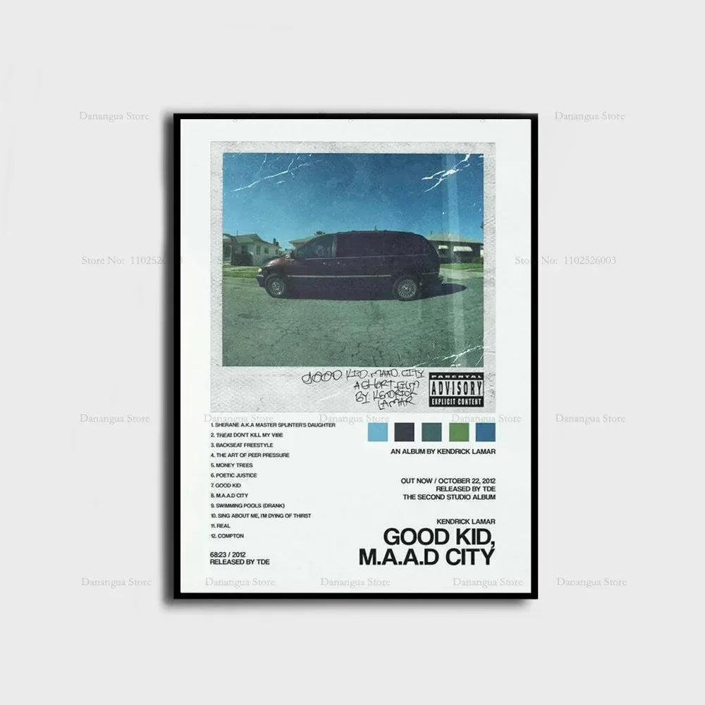 Kendrick Lamar Poster – Good Kid M.A.A.D City Album Wall Art