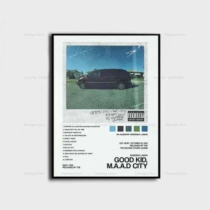 Kendrick Lamar Poster – Good Kid M.A.A.D City Album Wall Art