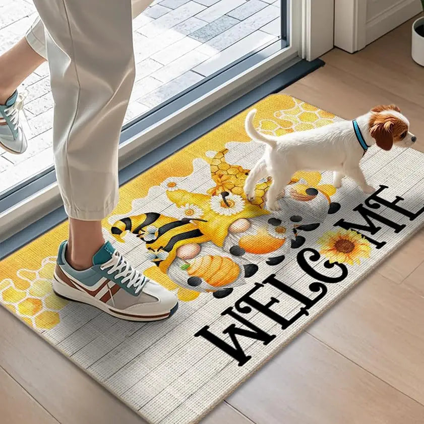 Sunflower Welcome Doormat – Spring Summer Floral Front Door Mat