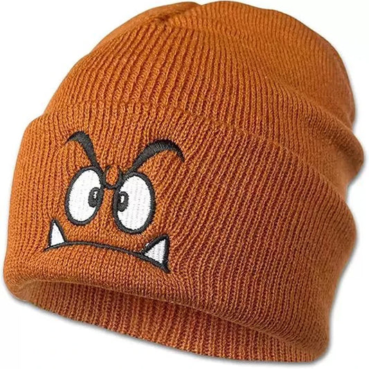 Angry Face Embroidered Knit Beanie – Unisex Winter Hat