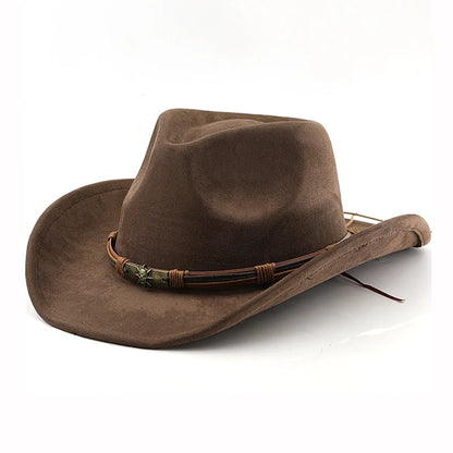 Western Cowboy Hat Vintage Rolled Brim Felt Jazz Hat