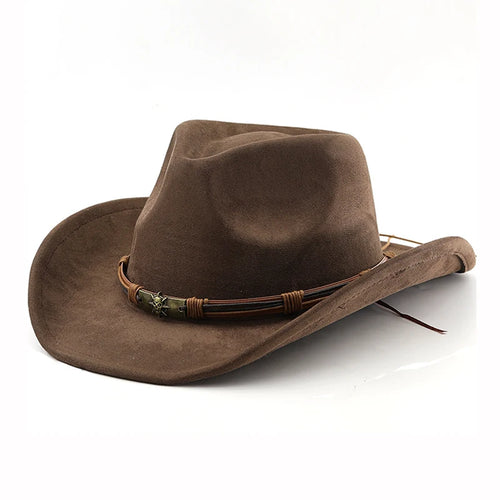 Western Cowboy Hat Vintage Rolled Brim Felt Jazz Hat