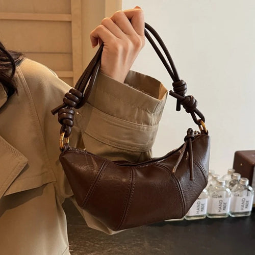 Personalized Croissant Shoulder Bag Vintage PU Leather