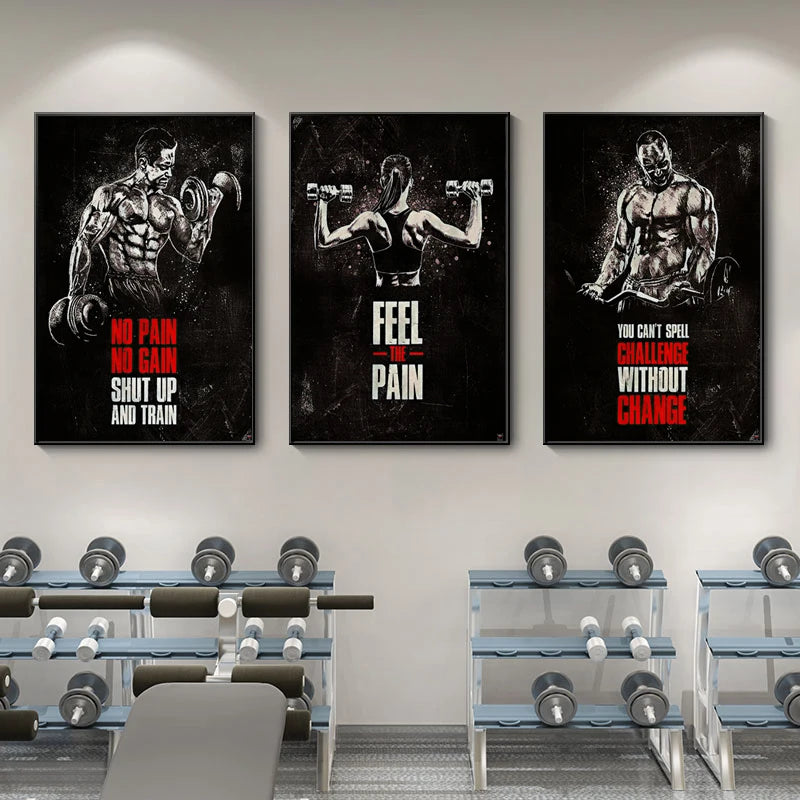 Gym Motivational Quote Wall Art Poster – Bodybuilding Canvas Print