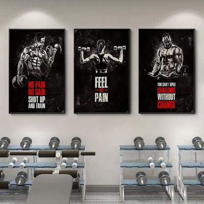 Gym Motivational Quote Wall Art Poster – Bodybuilding Canvas Print