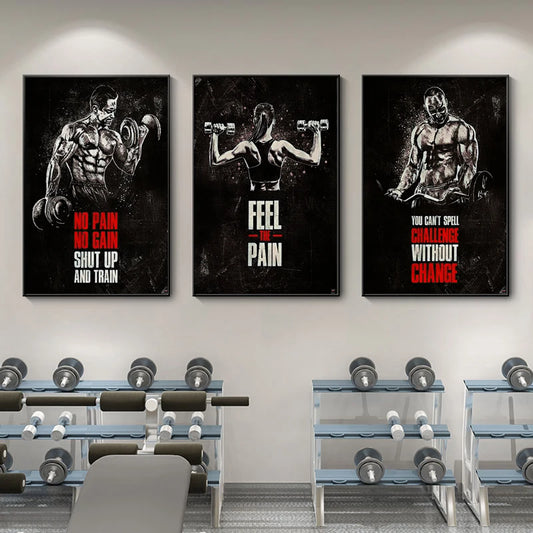 Gym Motivational Quote Wall Art Poster – Bodybuilding Canvas Print