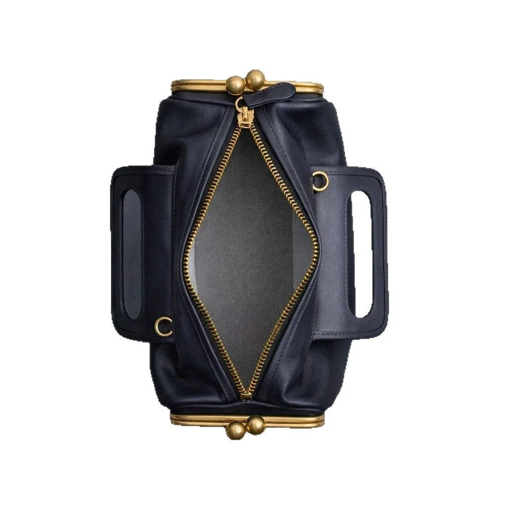 Kiss Lock Frame Handbag for Women – Luxury Mini Top Handle Bag