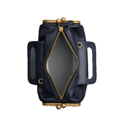 Kiss Lock Frame Handbag for Women – Luxury Mini Top Handle Bag