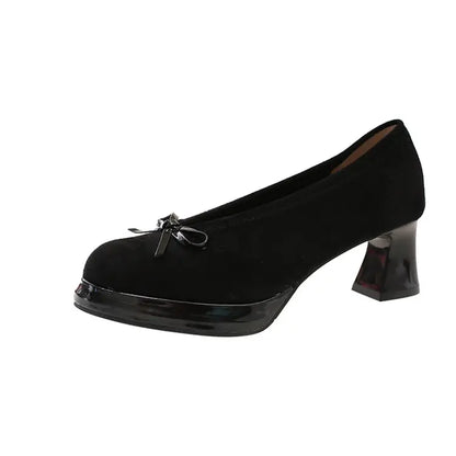 Bow Accent Mid Heel Pumps – Women's Elegant Dress Shoes