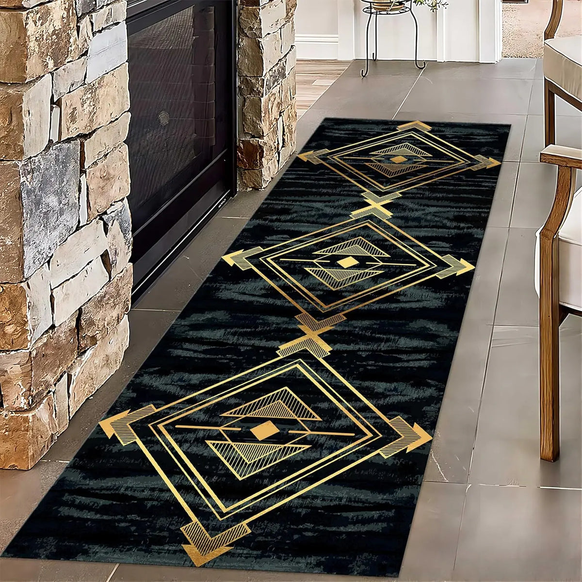 Abstract Geometric Runner Rug – Non-Slip Hallway & Living Room Carpet