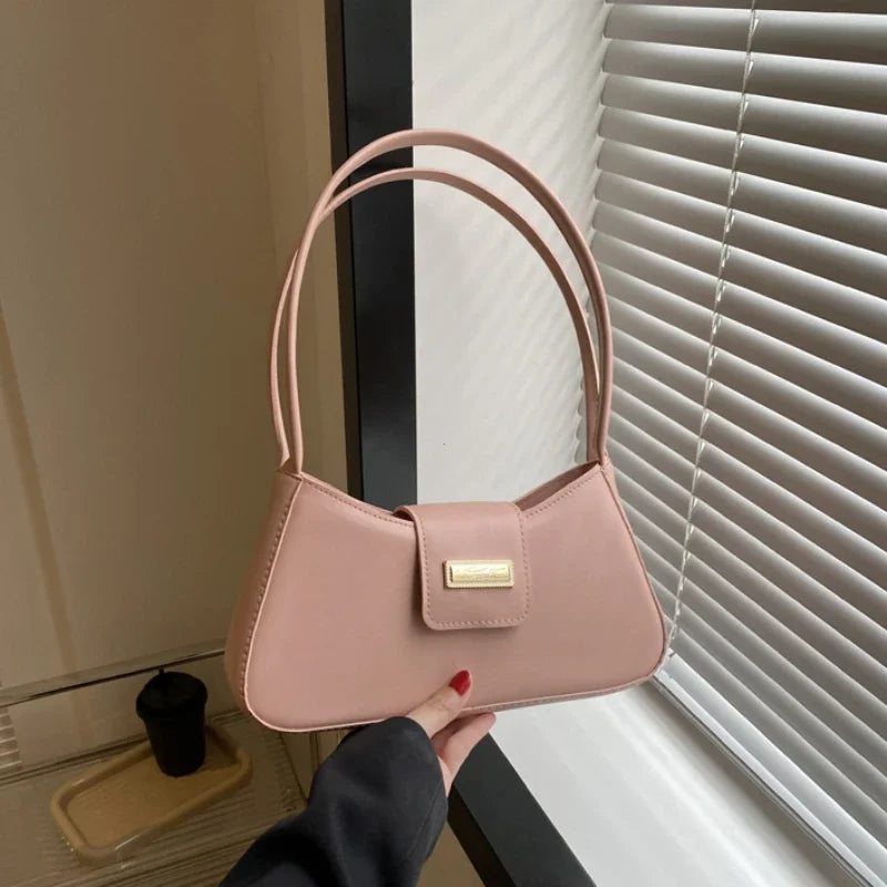 Minimalist Shoulder Bag for Women Simple Solid Color Underarm Bag