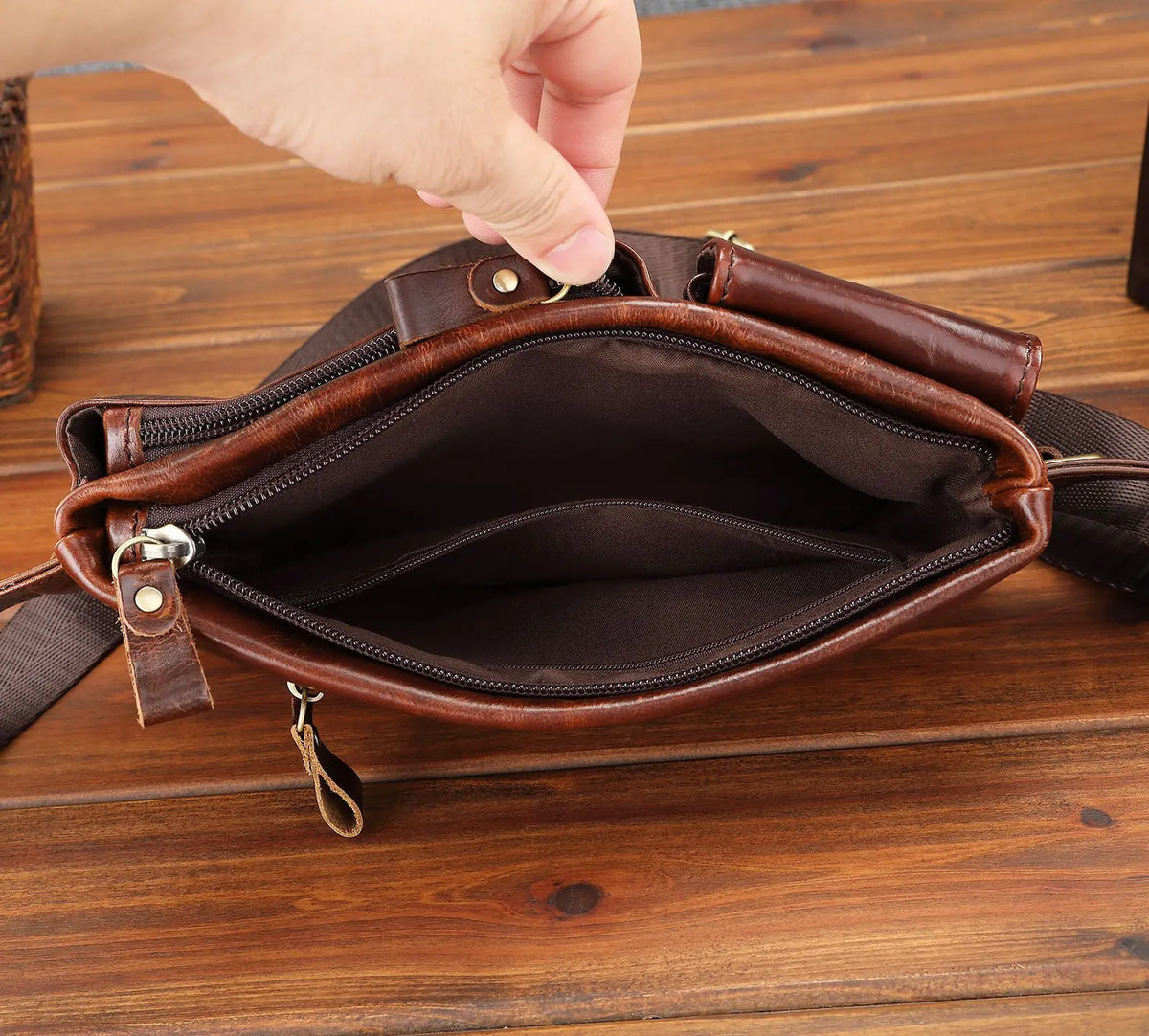 Men's Genuine Leather Chest Waist Pack – Casual Shoulder Bag