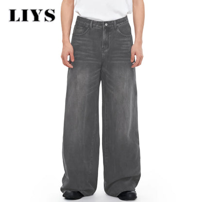 Wide Leg Men's Jeans – Korean Retro Loose Casual Denim Pants
