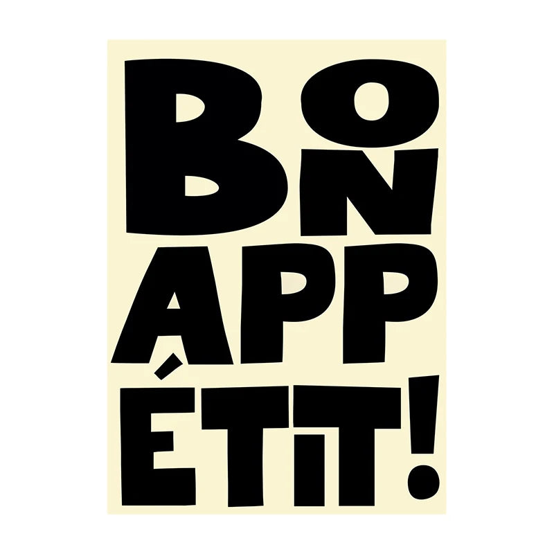 Kitchen Wall Art Poster – Bon Appétit Minimalist Typography Print