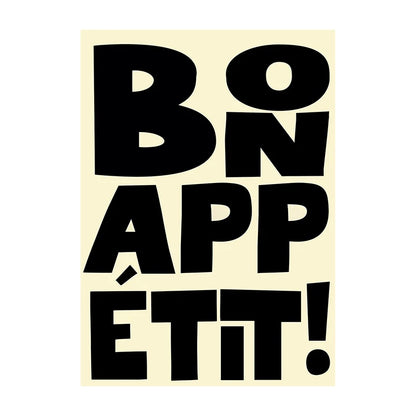 Kitchen Wall Art Poster – Bon Appétit Minimalist Typography Print
