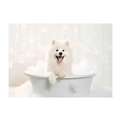 Cute Dog in Bathtub Wall Art Poster – Funny Puppy Canvas Print