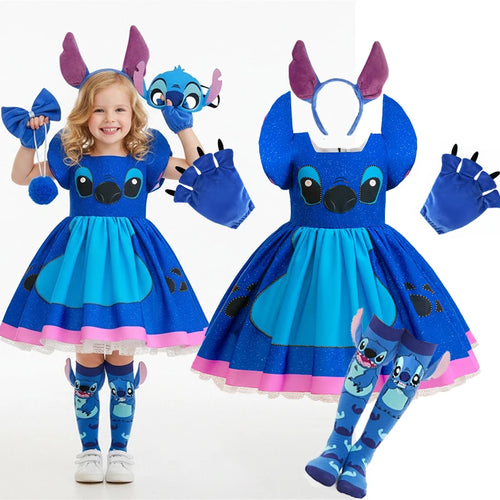 Girls Stitch Cosplay Dress Halloween Costume