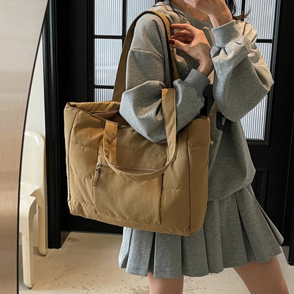 Large Puffer Tote Bag – Women's Quilted Shoulder Shopper