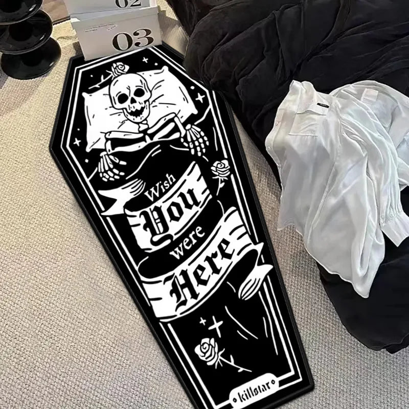 Gothic Skull Coffin Rug – Halloween Non-Slip Floor Mat