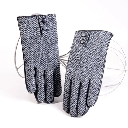 Men's Wool Tweed Touchscreen Winter Driving Gloves