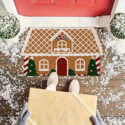 Christmas Gingerbread House Shaped Rug – Soft Non-Slip Floor Mat