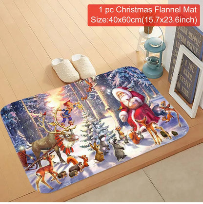 Santa Claus Christmas Doormat – Flannel Welcome Mat for Home