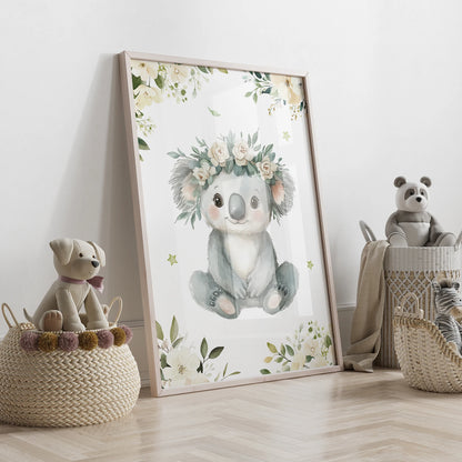 Koala Wall Art Print – Cute Cartoon Nursery Poster for Kids Room