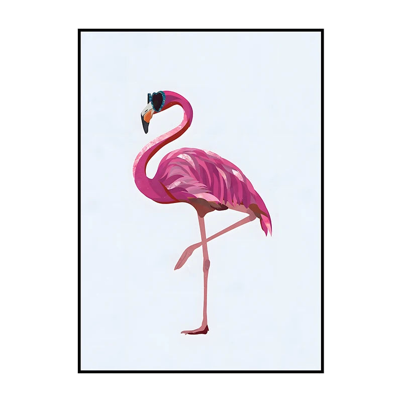 Flamingo on Roller Skates Wall Art Poster – Minimalist Print